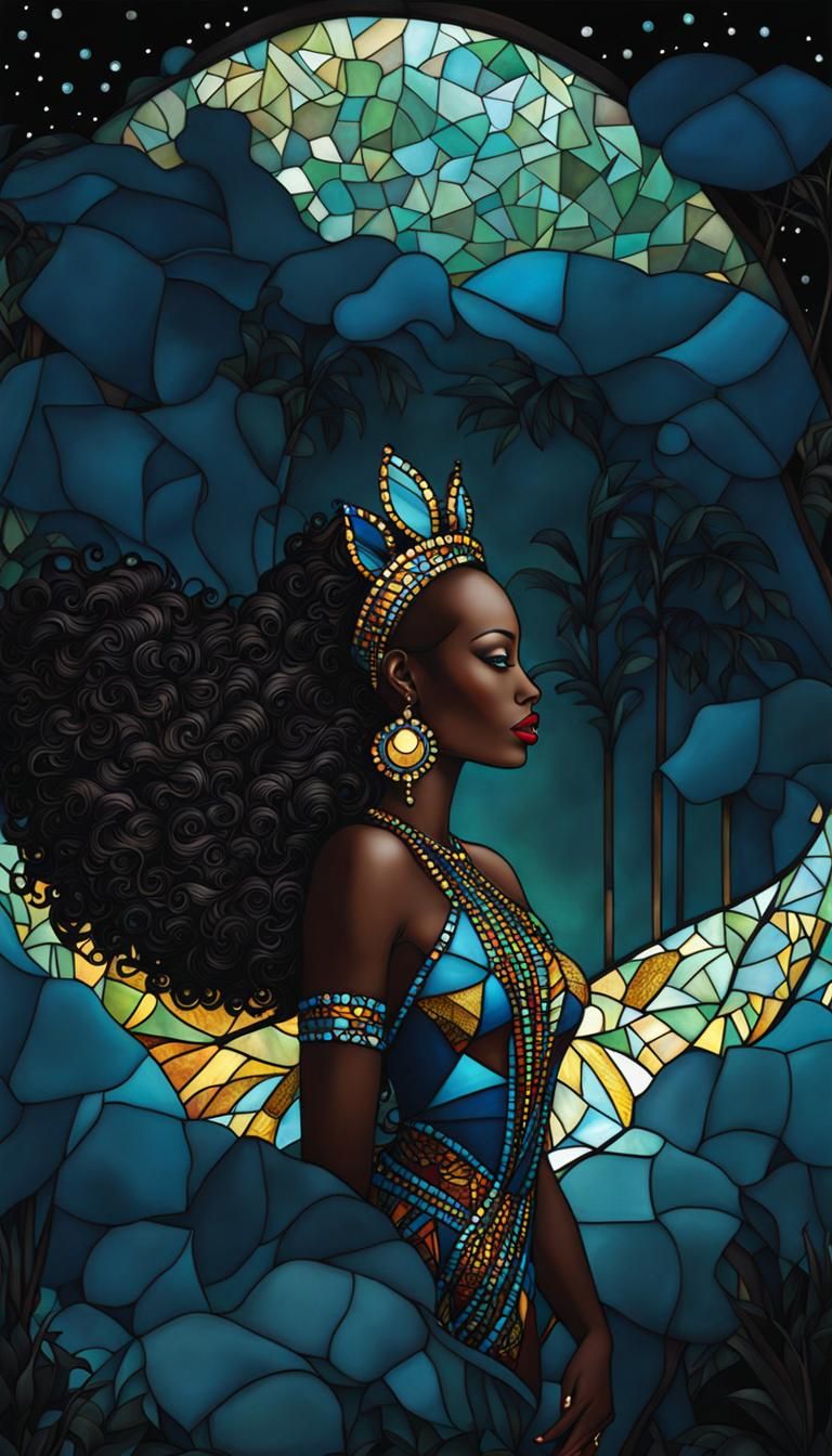 Stained Glass Portrait of an African Queen