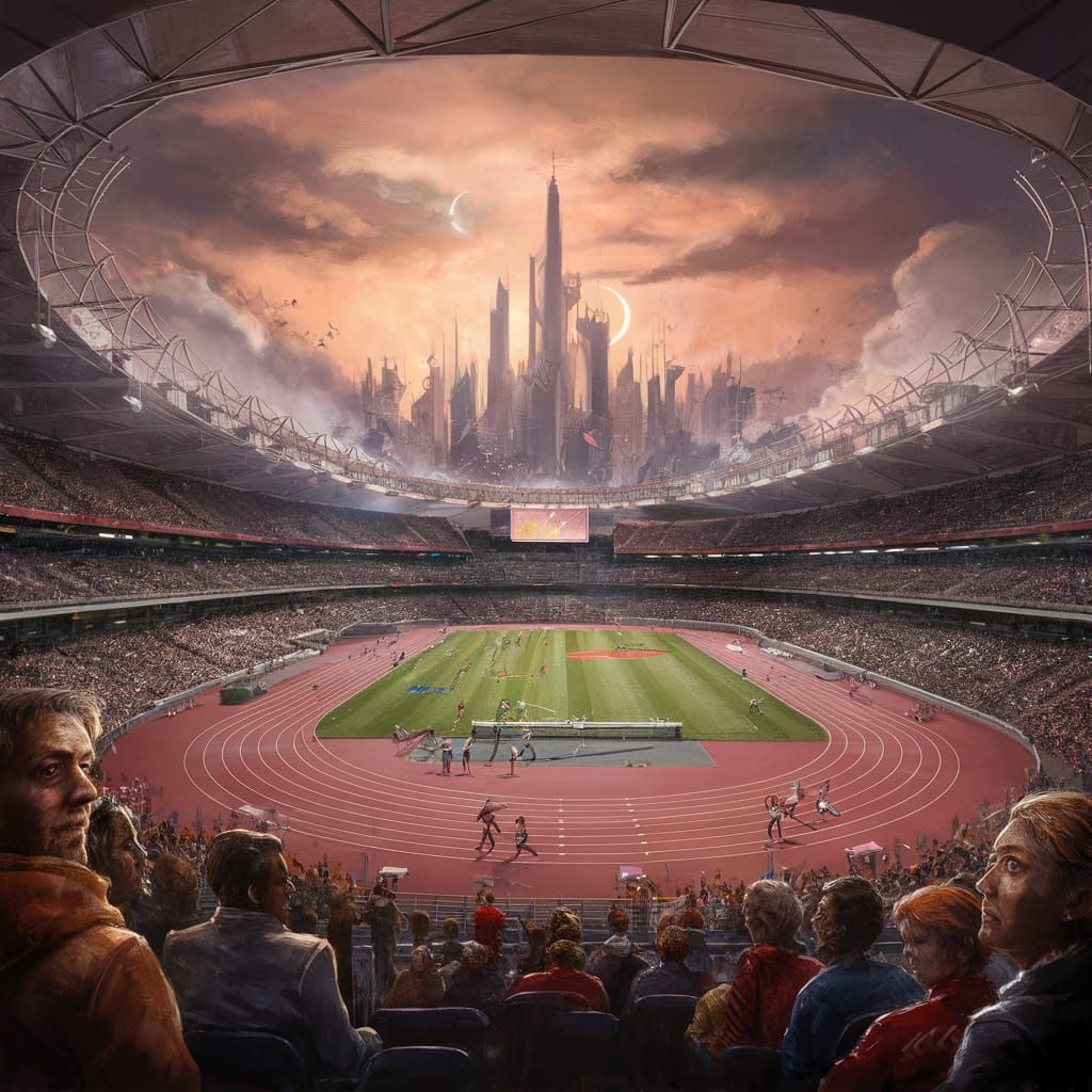 Spectacular Matte Painting of Olympics Stadium at Sunset