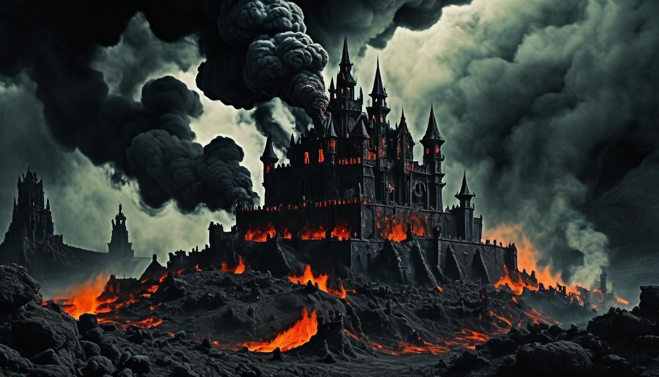 Mephistophelian Satan Enthroned in Hellfire