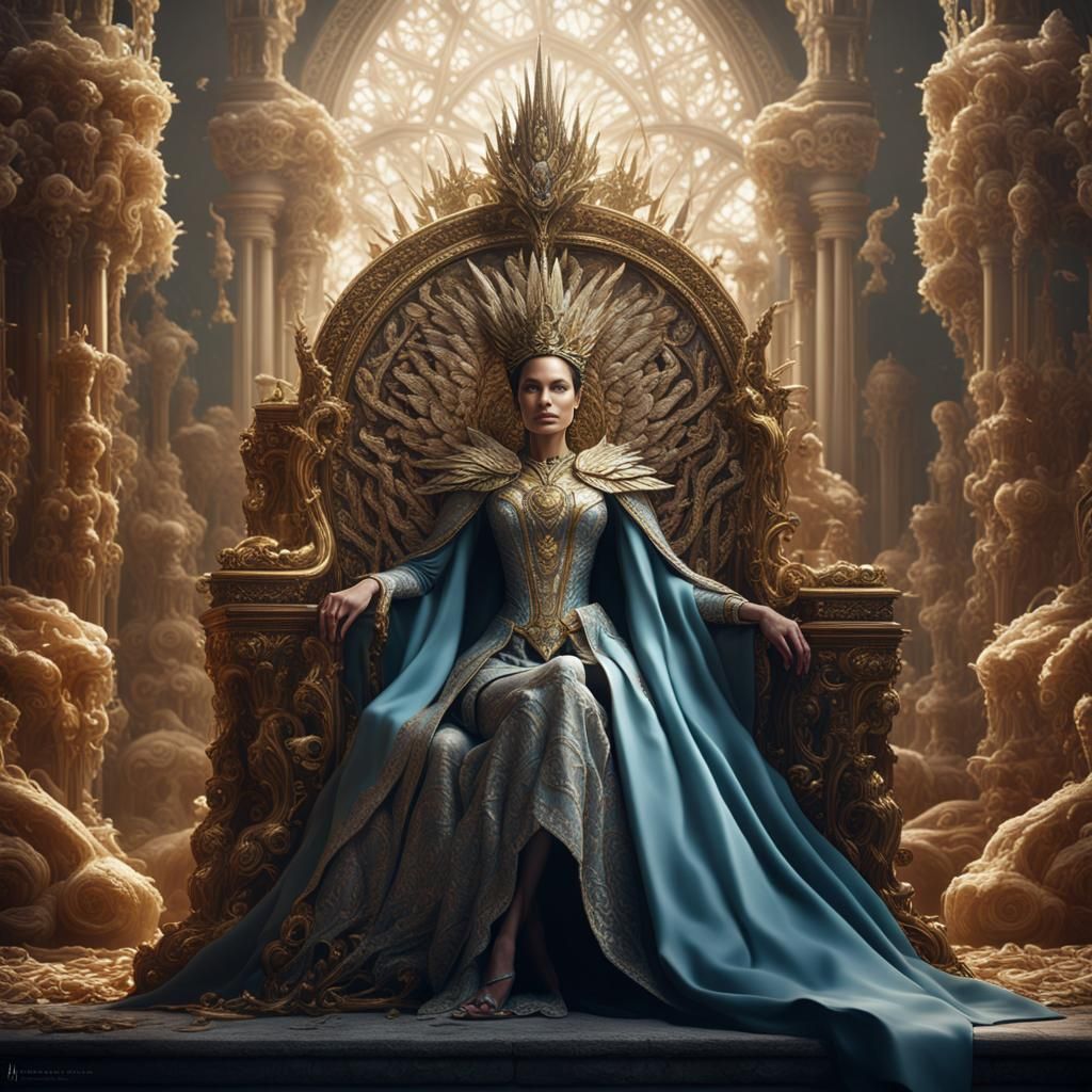 Empress on Petalite Throne: Detailed Matte Painting