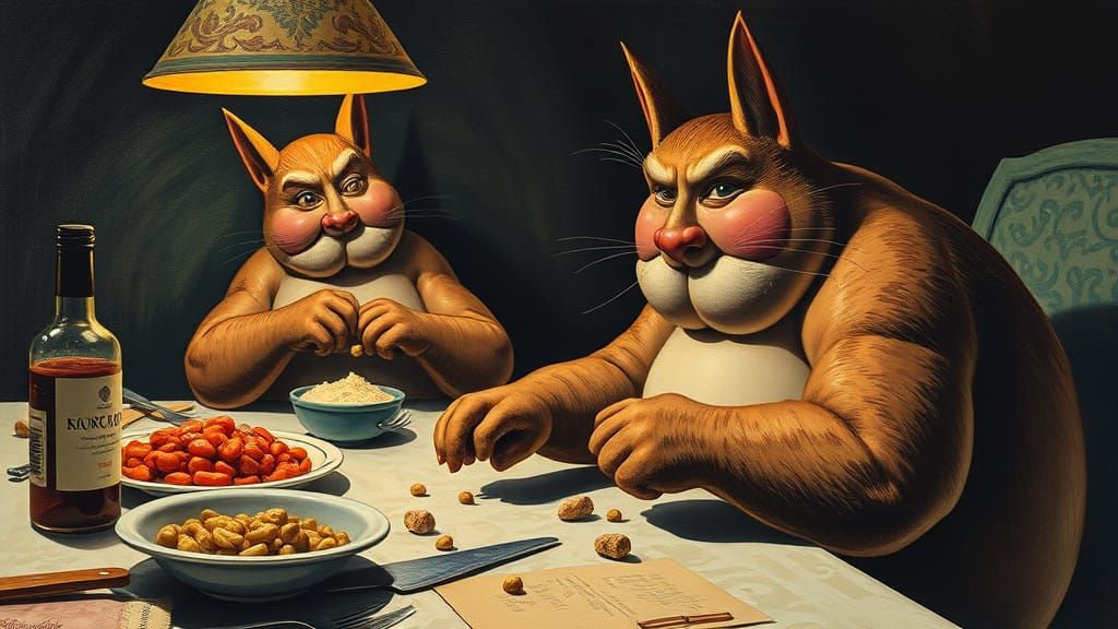 Comical Still Life in Naive Art Style