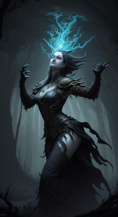 Lilith in Mystical Forest, Dark Fantasy Concept Art