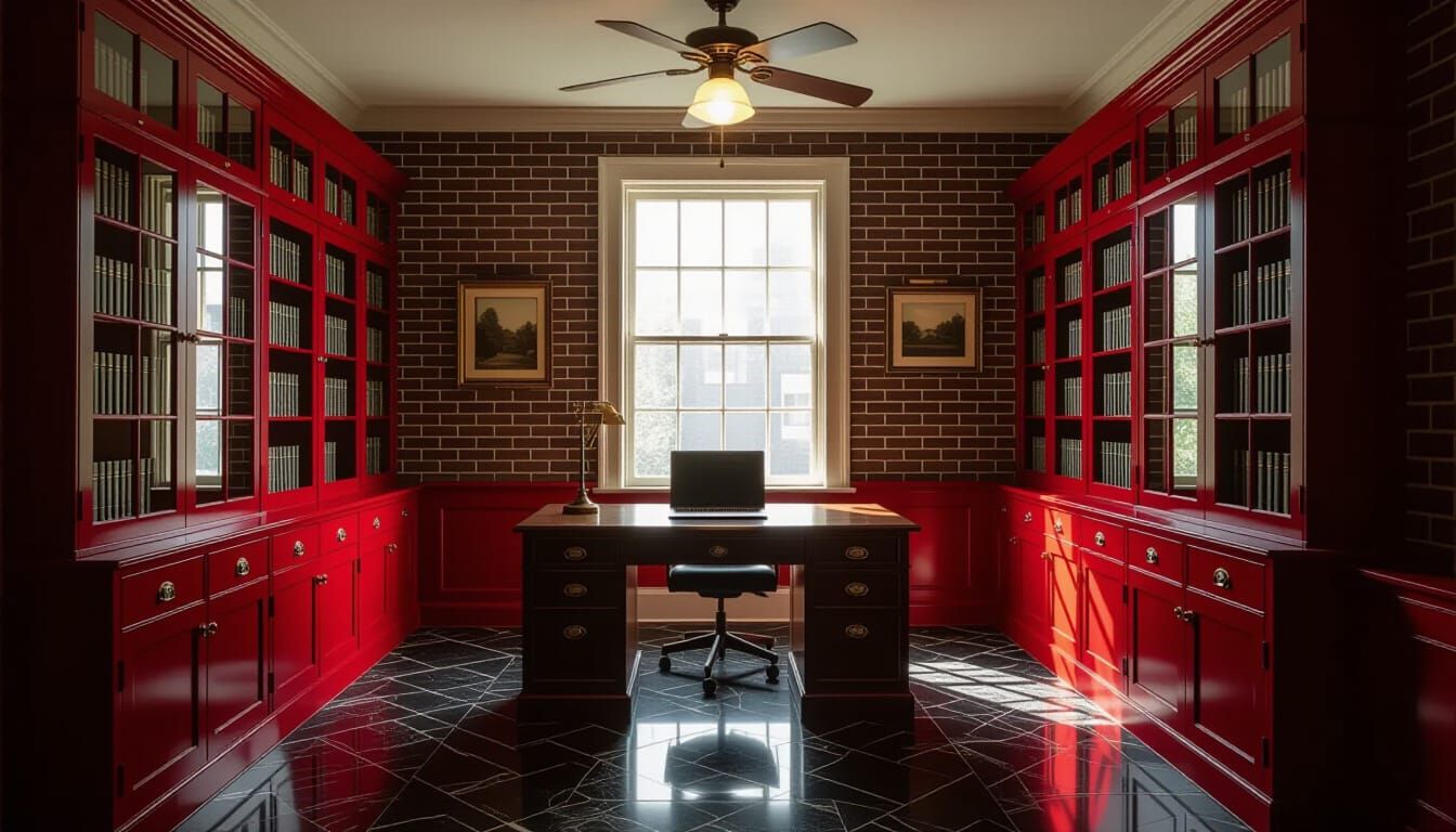 Vibrant Victorian Working Room with Desk and Laptop