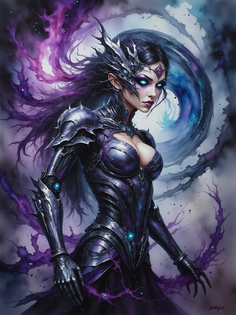 Cybernetic Princess in Dragon Armor, Digital Art