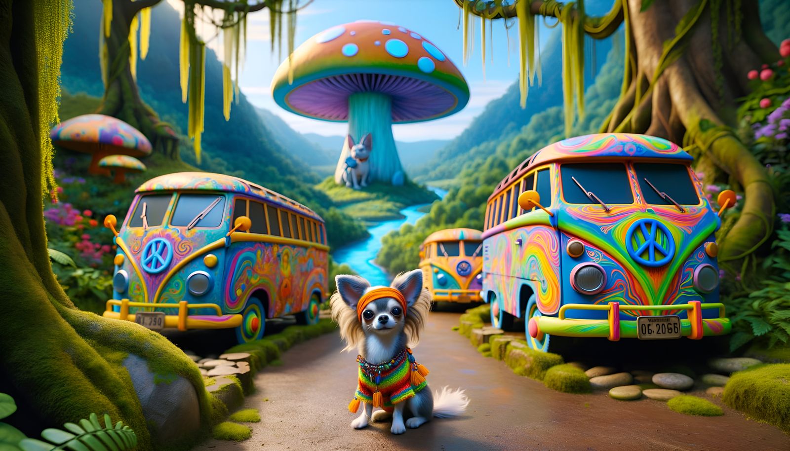 Hippie Chihuahua On Mushroom Island