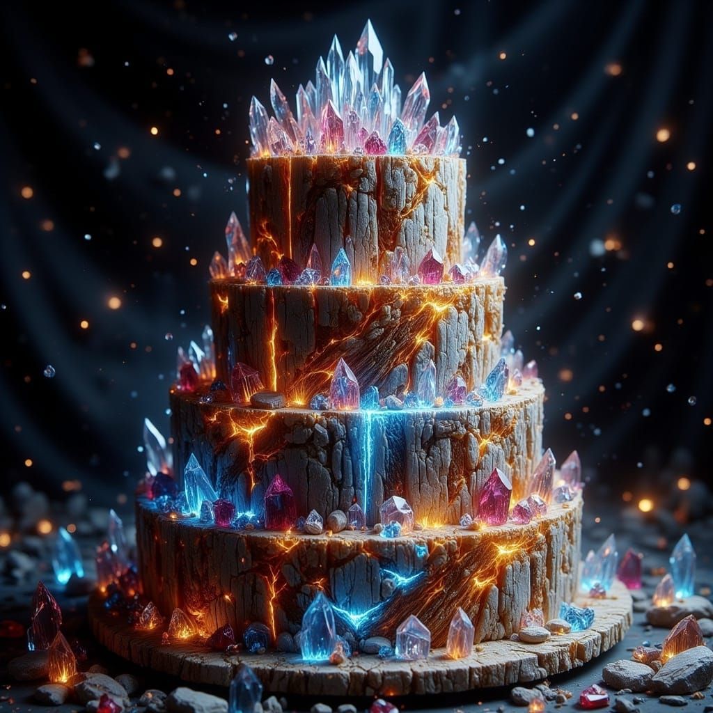 Gemstone Layer Cake Extravaganza in Hyperrealistic Style