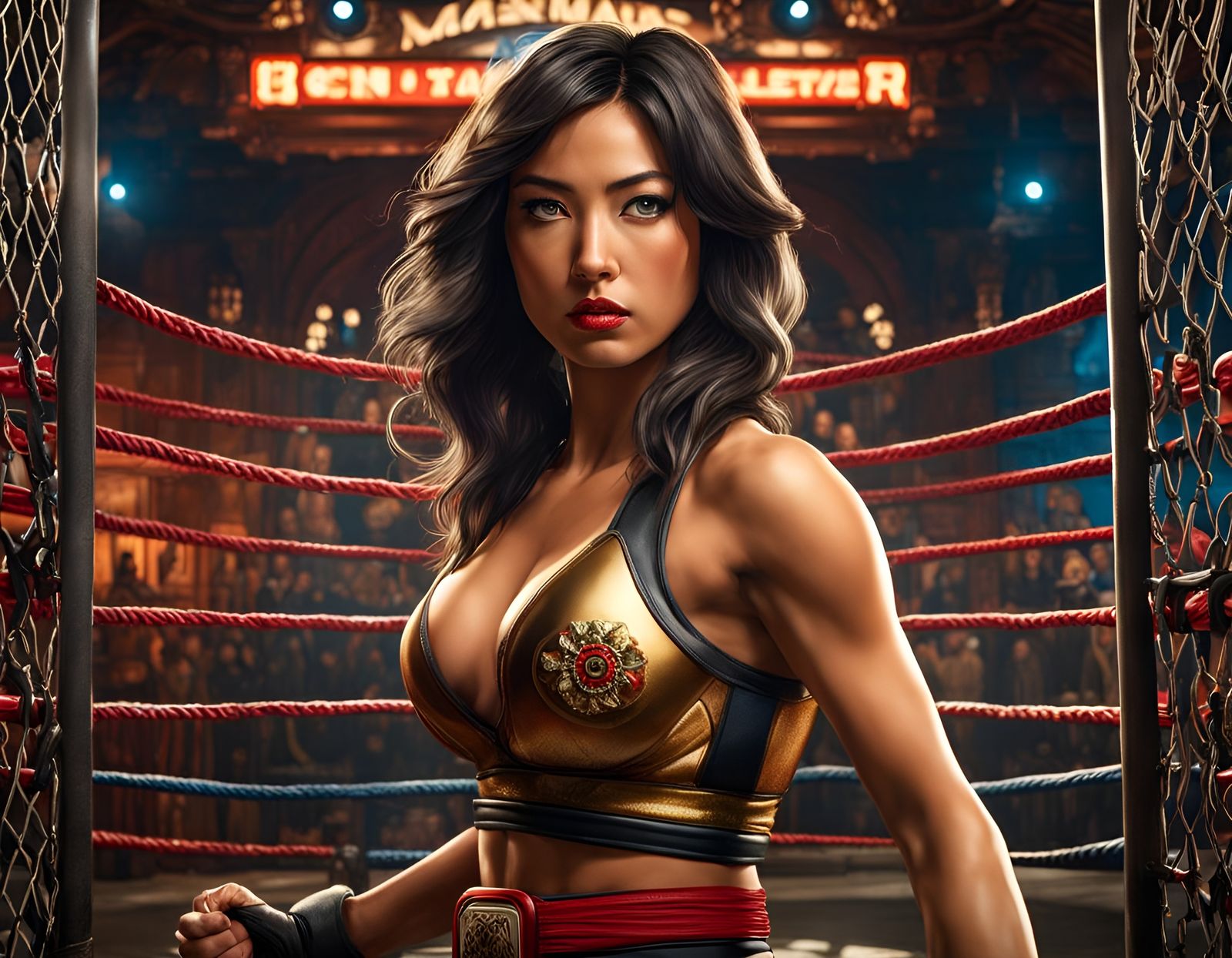 Vibrant Cage Fighter in Danger City