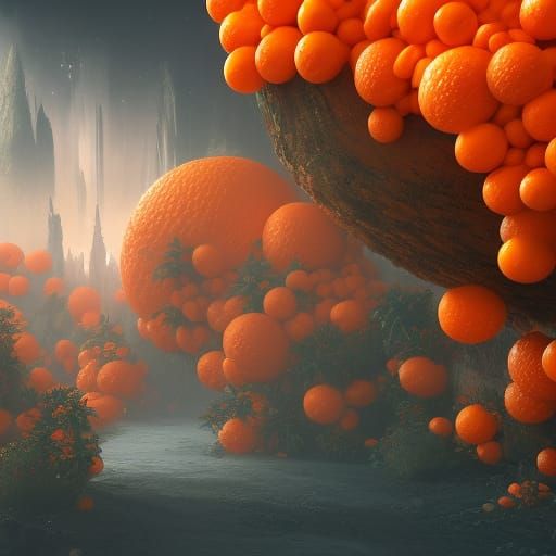 Oranges in Detailed Matte Fantasy Painting