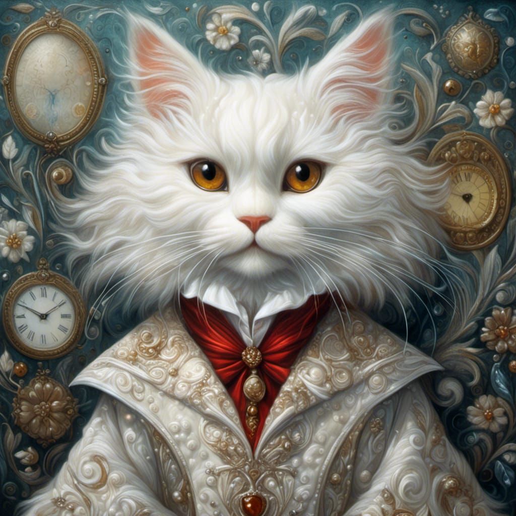 Dracula Cat Portrait in Whimsical Style