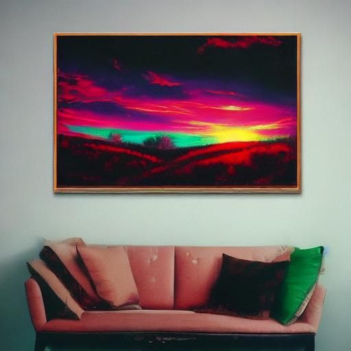 Synthwave Landscape in the Style of Rembrandt