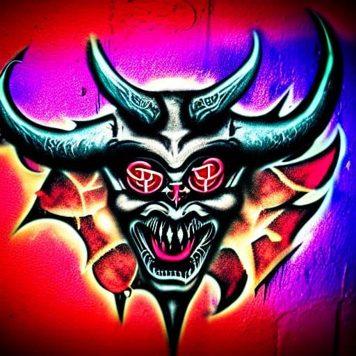 Ominous Demon Sigils Graffiti in Soft Focus