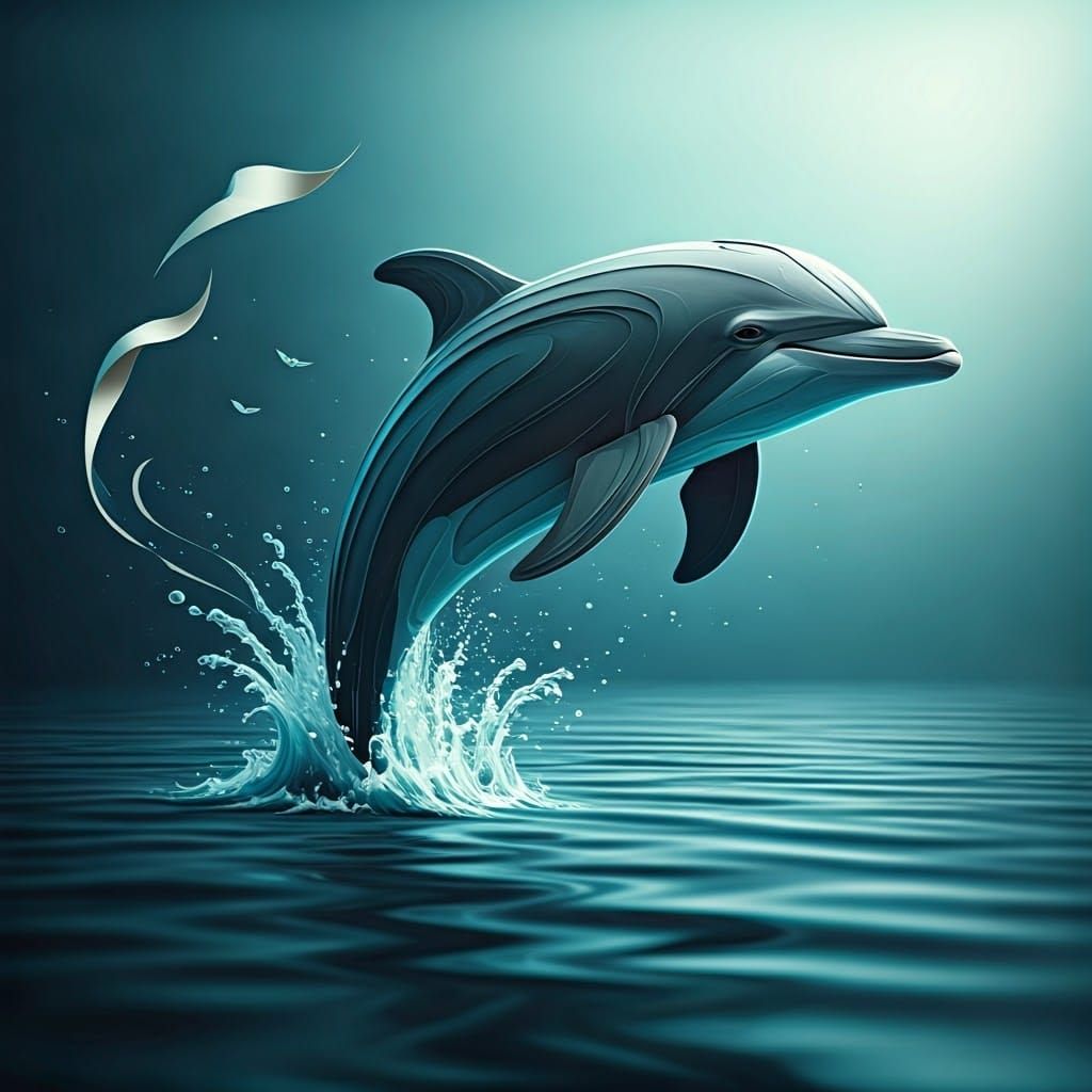 Dolphin Leaping with Origami Paper Art