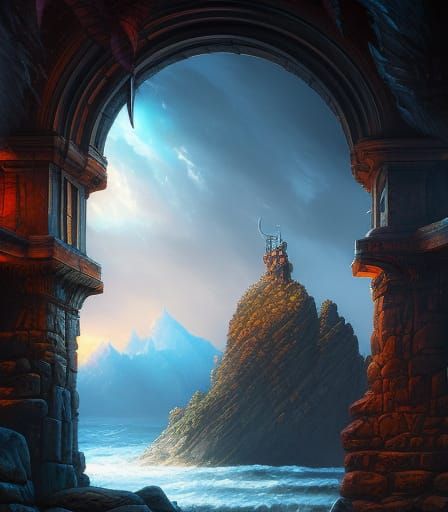 Pirate on Cliff Overlooking Stormy Sea in Digital Art