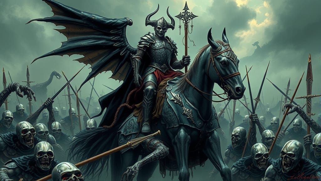 Undead Lord on Steed Amidst Zombie Knights