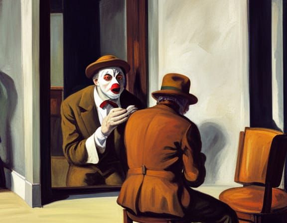 Clown Censorship: Detailed Oil Painting in Realist Style