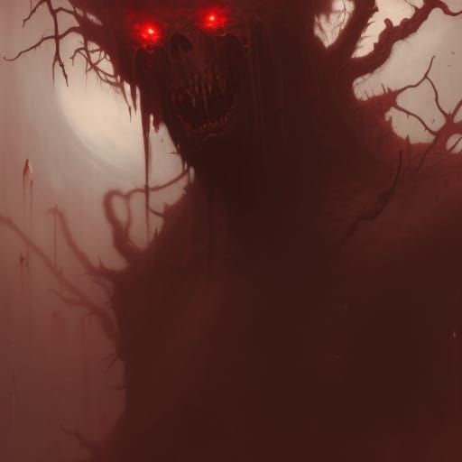 Ghoul in Crimson Forest: Dark Fantasy Art