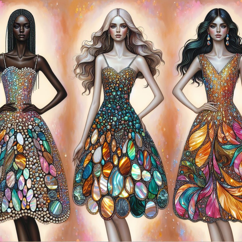 Whimsical Women in Colorful Dresses