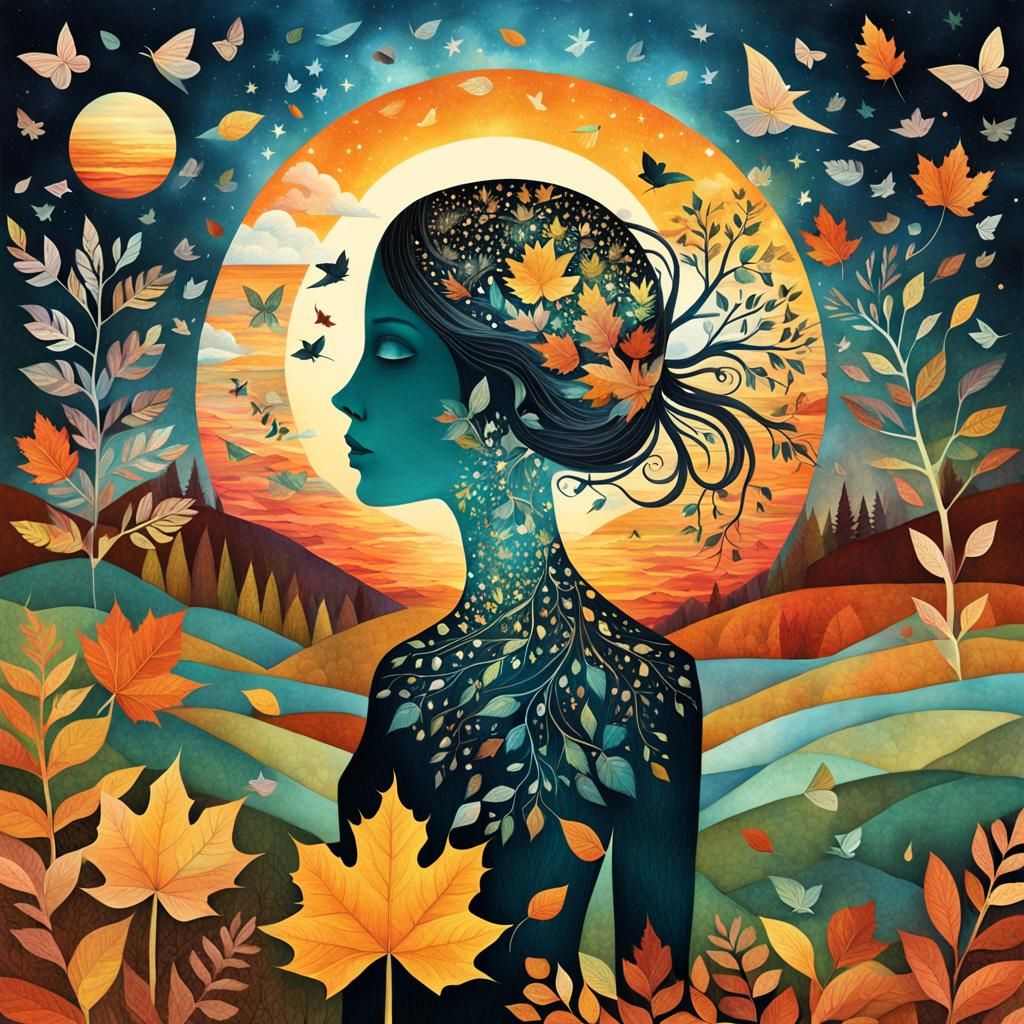 Mesmerizing Fall Paper Collage Art in 8K