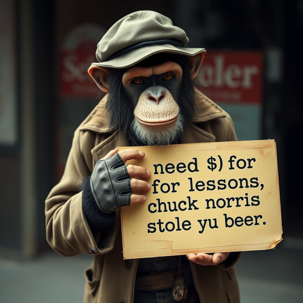 Disheveled Chimp Hobo Seeks Kung Fu Funding