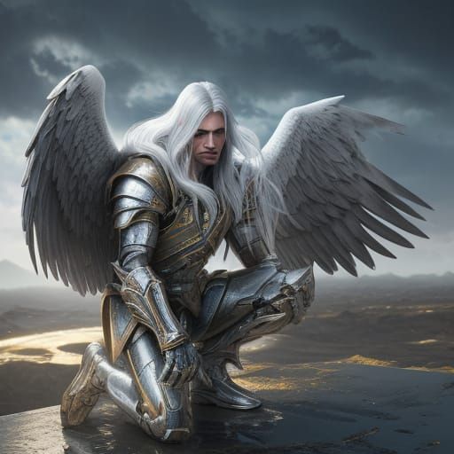 Fallen Angel in Wasteland: Digital Dark Fantasy Art