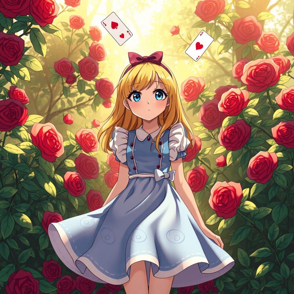 Anime Alice in Wonderland in Queen's Garden