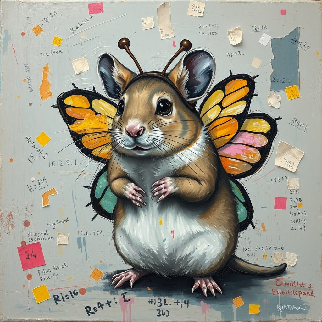 Gerbil in a butterfly costume