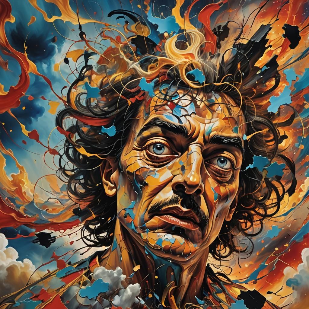 Surrealist Explosion: A Mind Bursting with Frustration