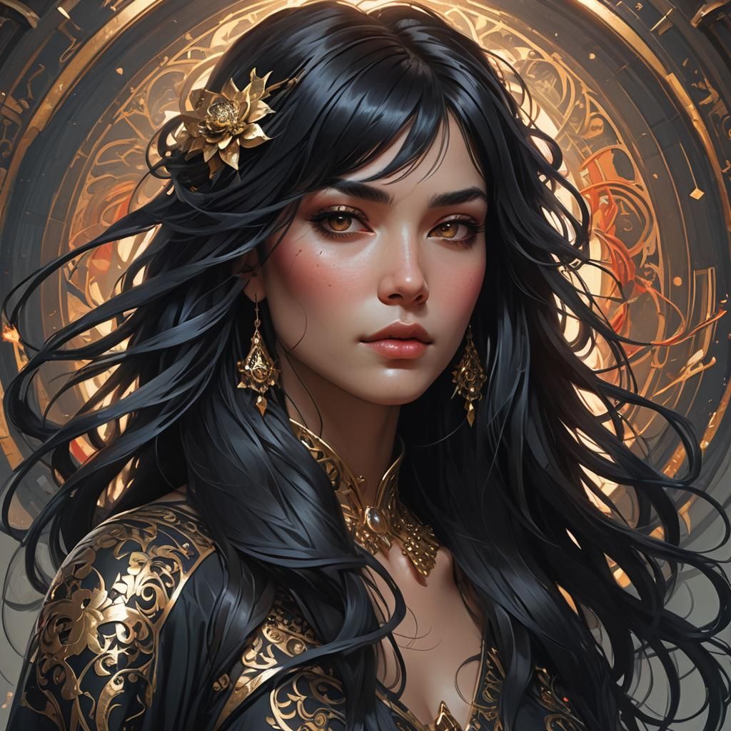 Alluring Woman Portrait in Hyperdetailed Style
