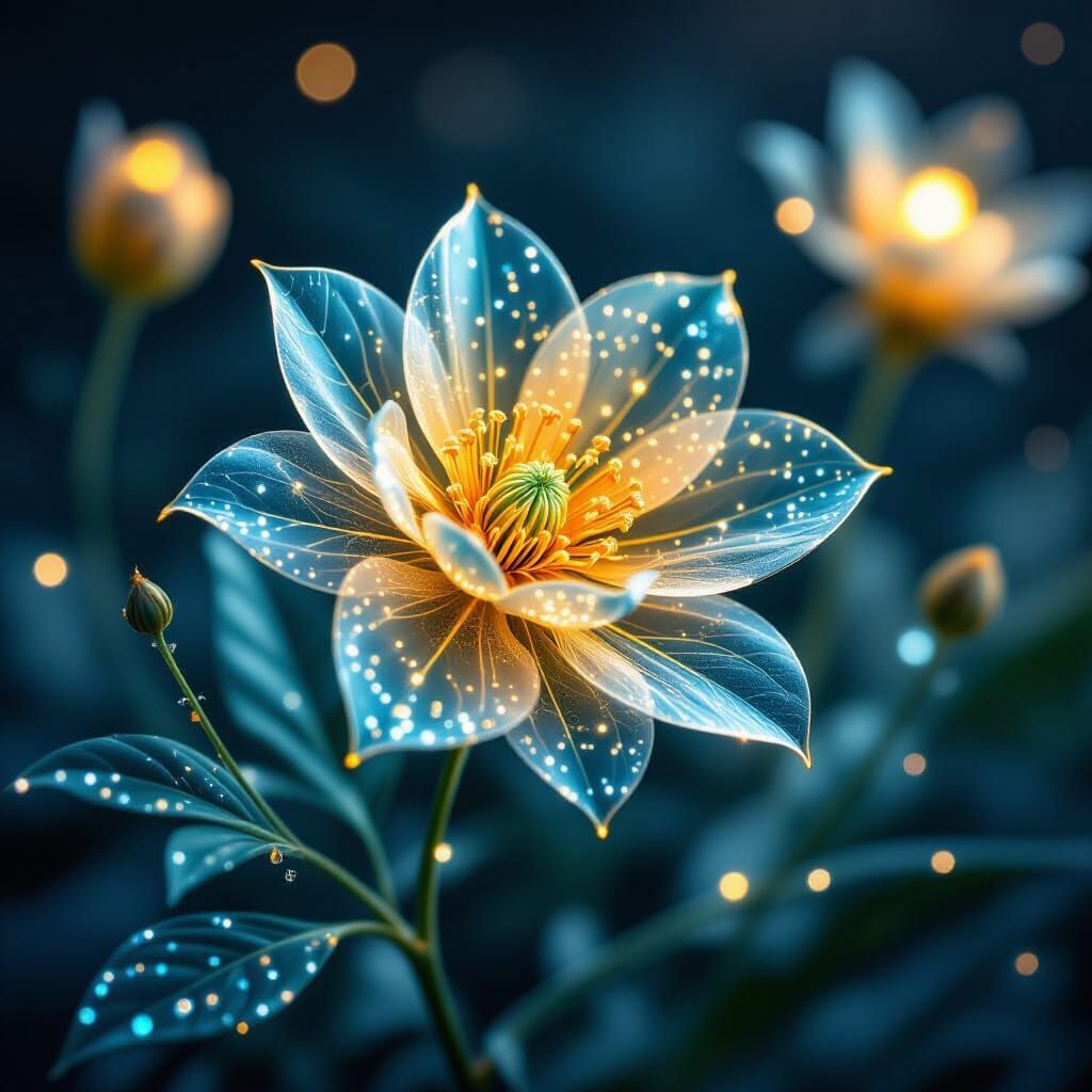Magical Glowing Transparent Flowers in Extreme Macro Photogr...