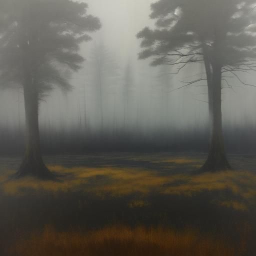 Ominous Figure in Forest: An Expressionist Oil Painting