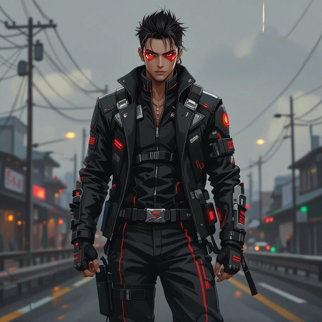 Anime Racer in High-Tech Gear: Vibrant Illustration