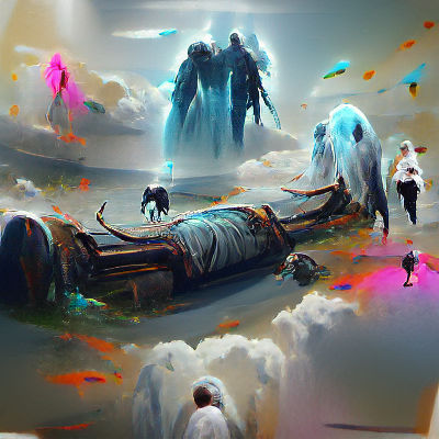 Ethereal Afterlife Scene in Dreamlike Light