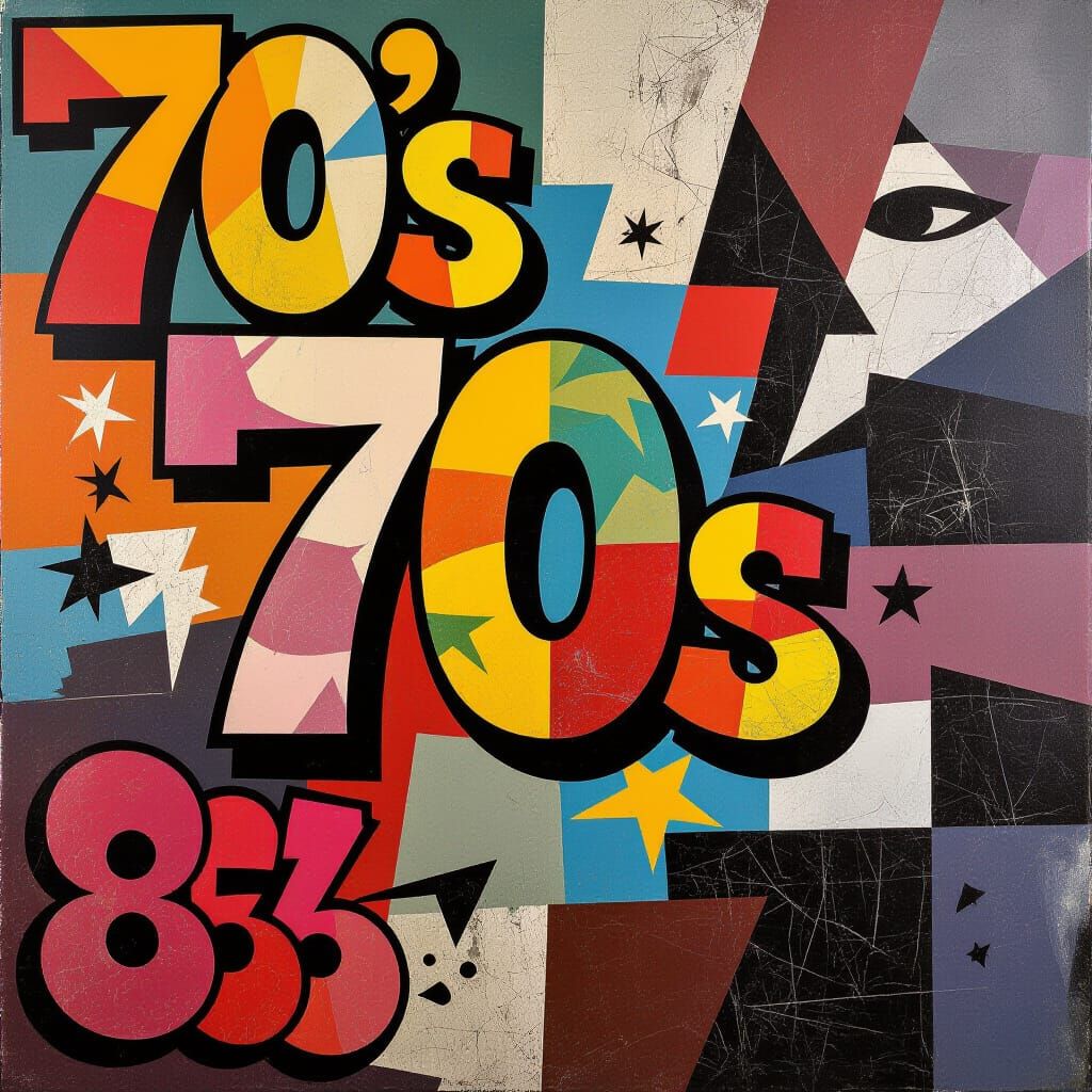 Abstract 70s Collage in Graffiti Art Style