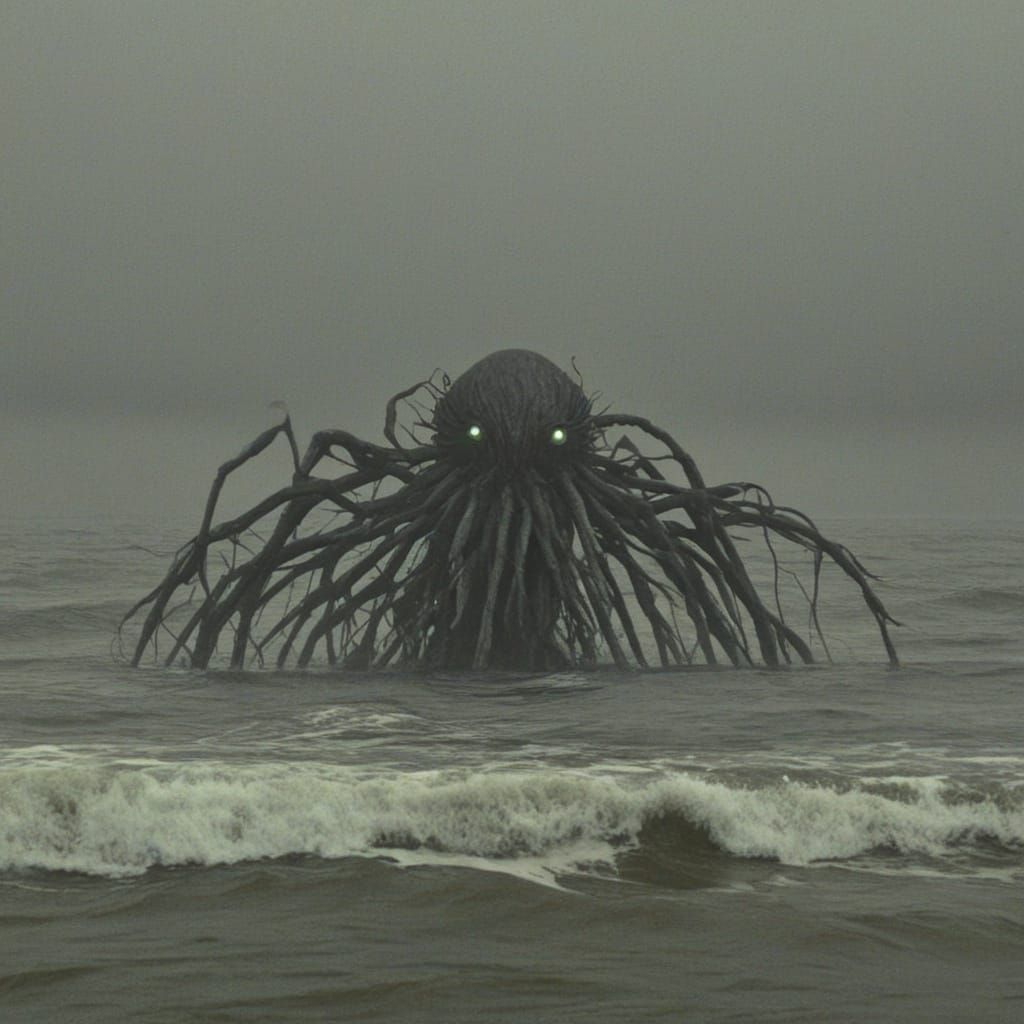 Monstrous Sea Creature Emerges from Dark Depths