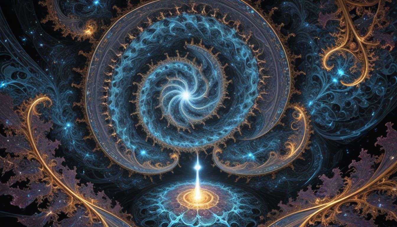 Infinite Celestial Kaleidoscope of Metallic Lace