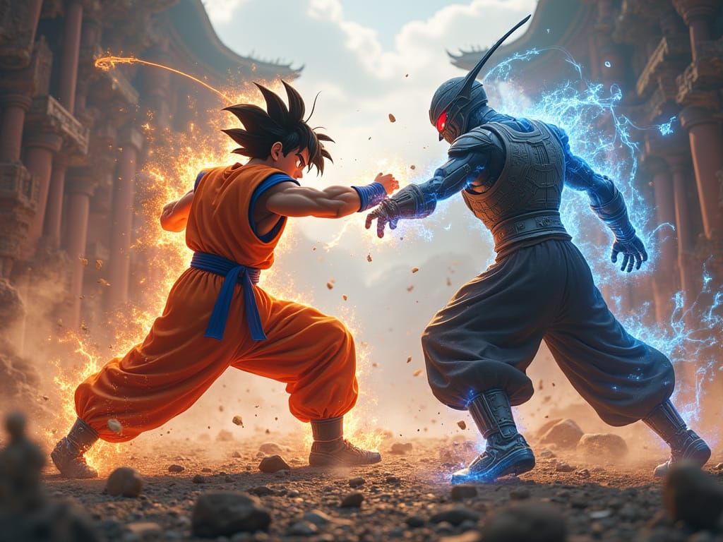 Epic Fantasy Clash in Matte Painting Style