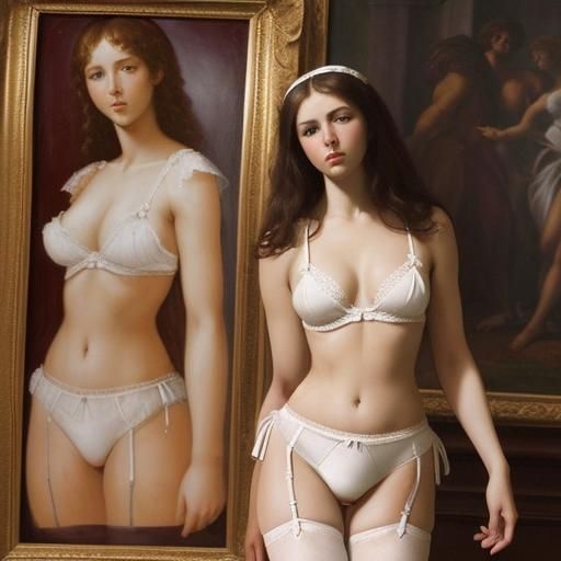 Brunette in Lace: A Renaissance Oil Painting