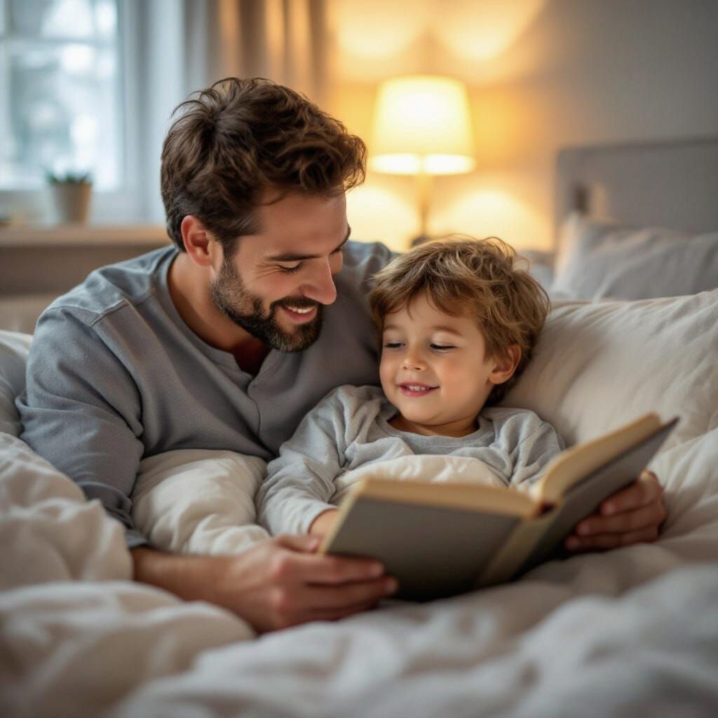 Heartwarming Bedtime Story Captured with Bokeh