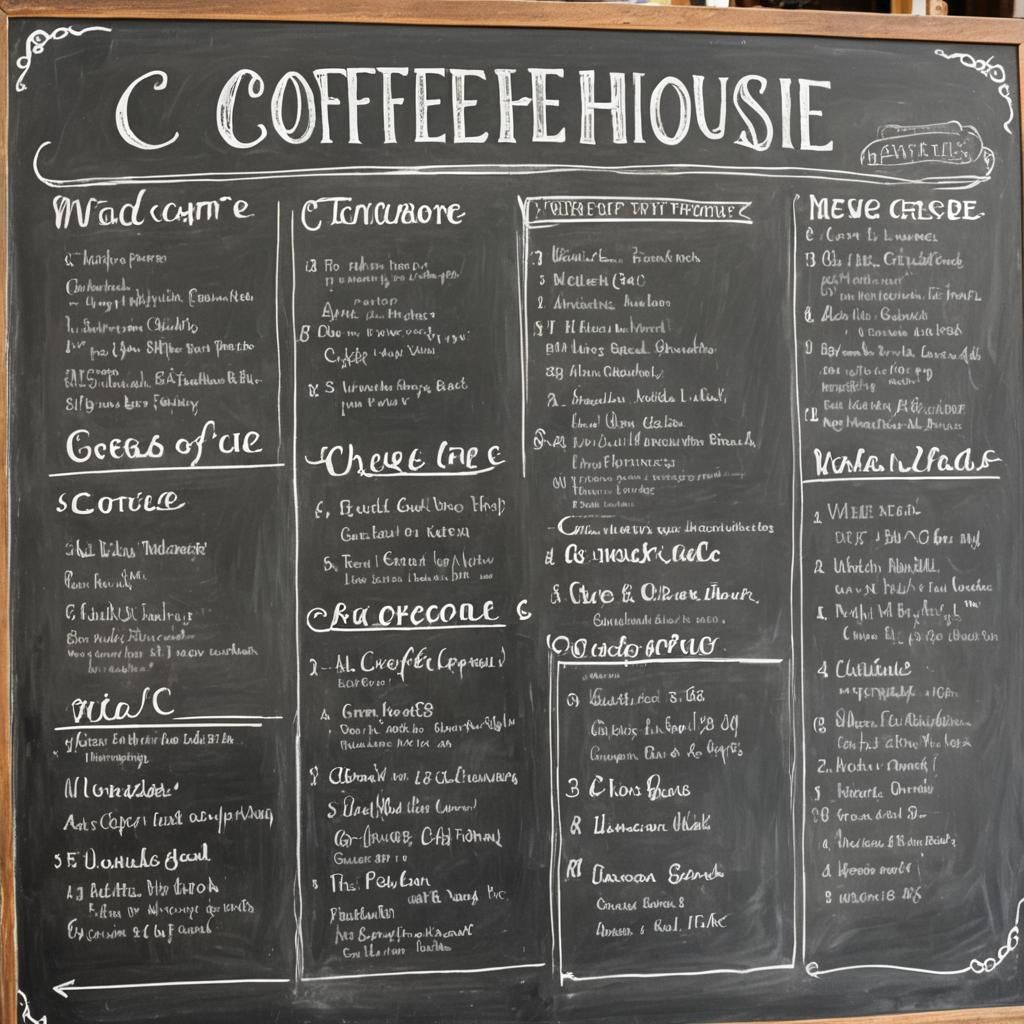 Chalkboard Coffee Menu Board in Coffeehouse