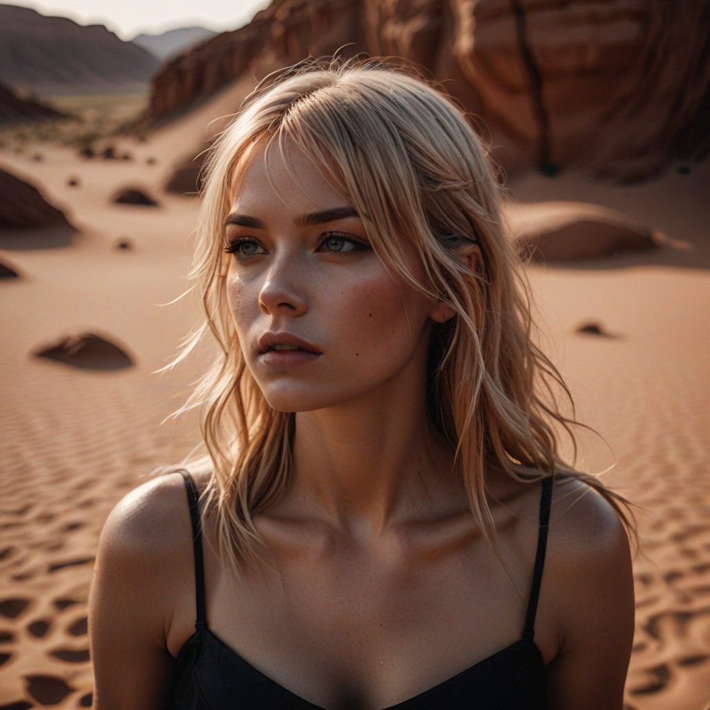 Sensual Desert Goddess in Hyper-Realistic Digital Art