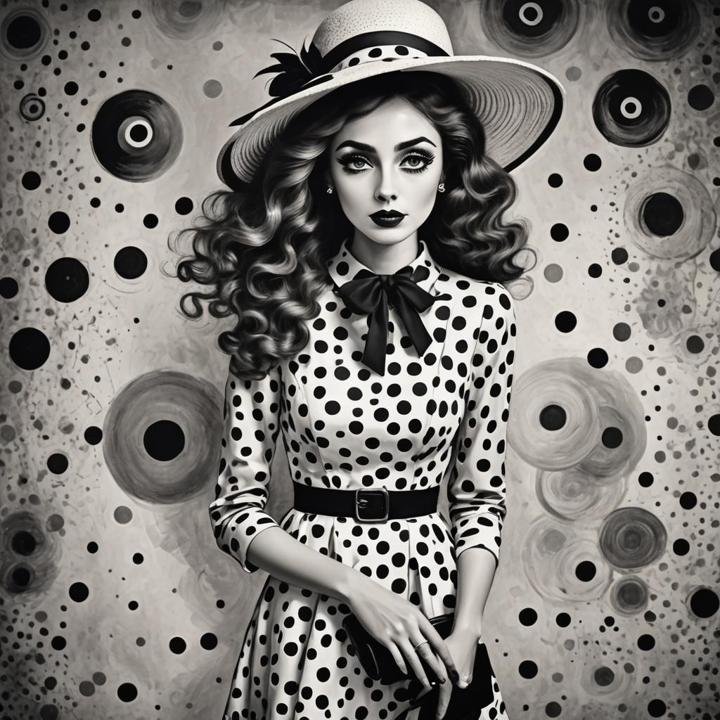 Elegant 1960s Fashion Illustration with Geometric Background