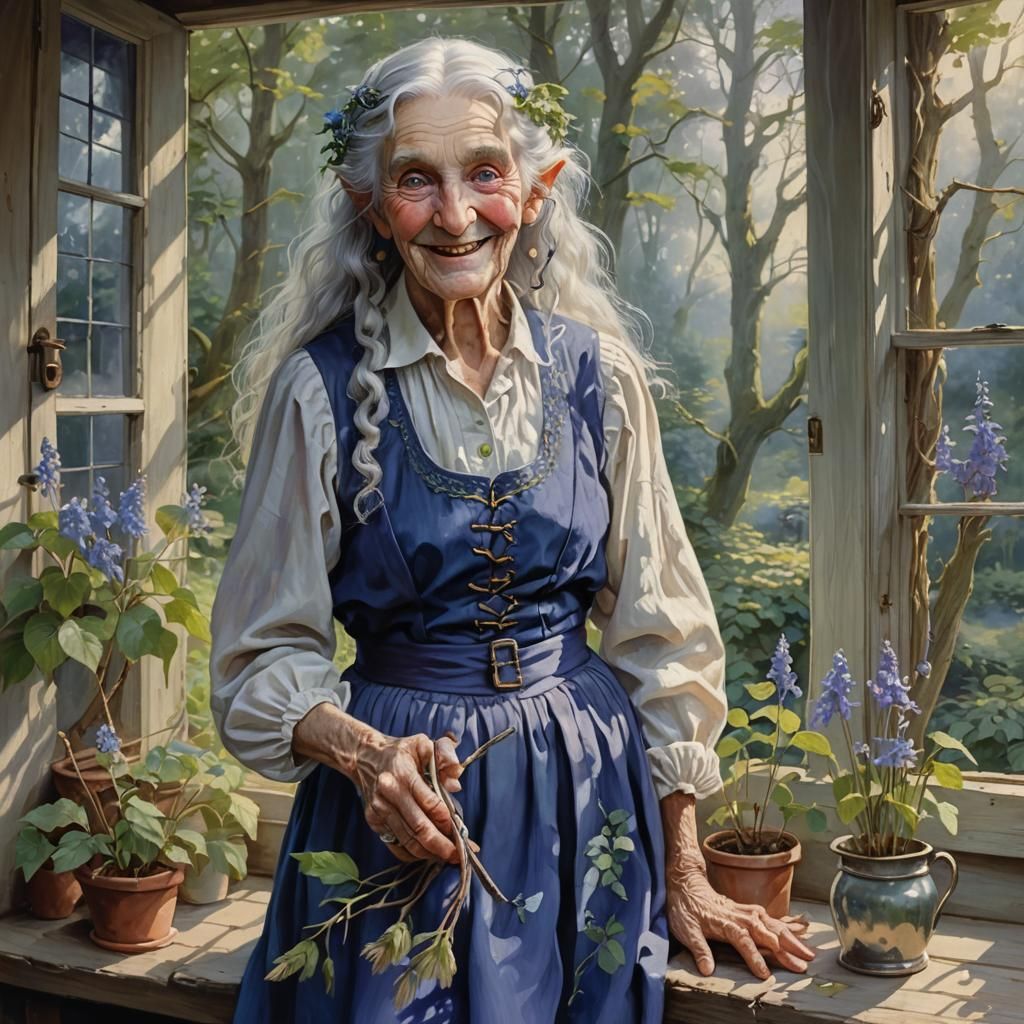 Smiling Elf Artist with Blue Eyes Portrait