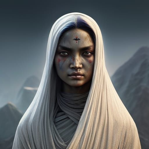 Cosmic Drow Hyperrealistic Portrait in Biopunk Style