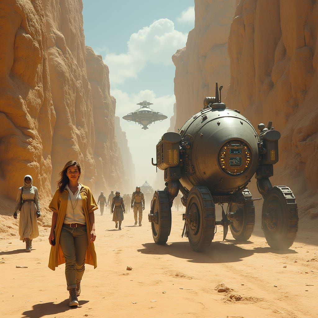 Futuristic Street Scene in a Dystopian Metropolis