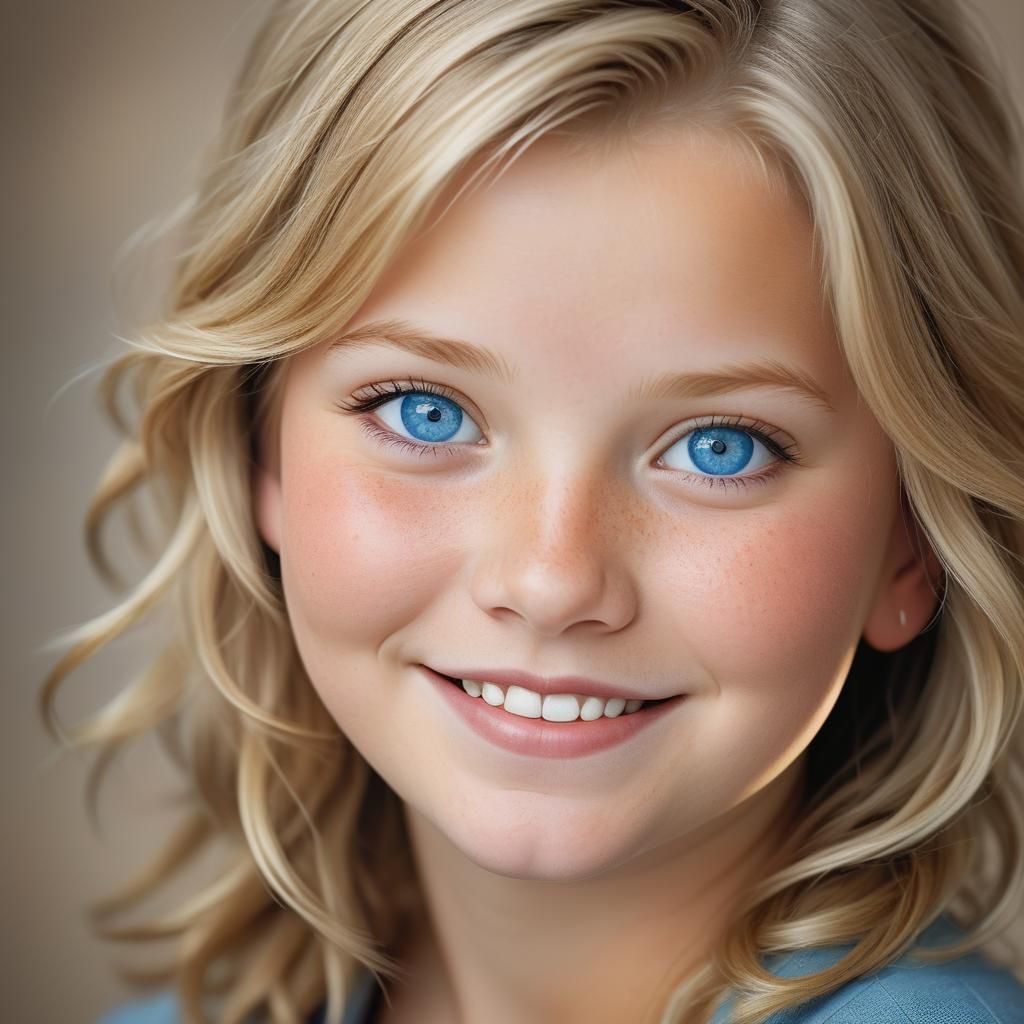 Warm Portrait of Chubby Girl with Short Hair