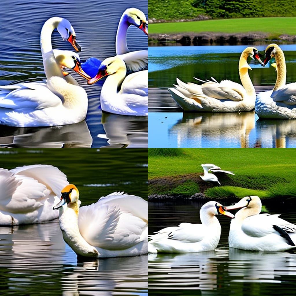 Elegant Swan Pair in Photorealistic Detail