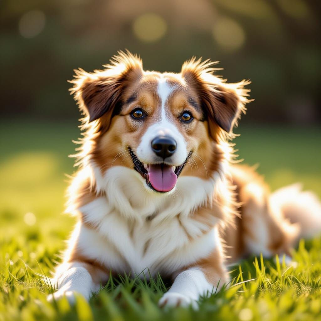 Cute Dog Lounging in Sunlight
