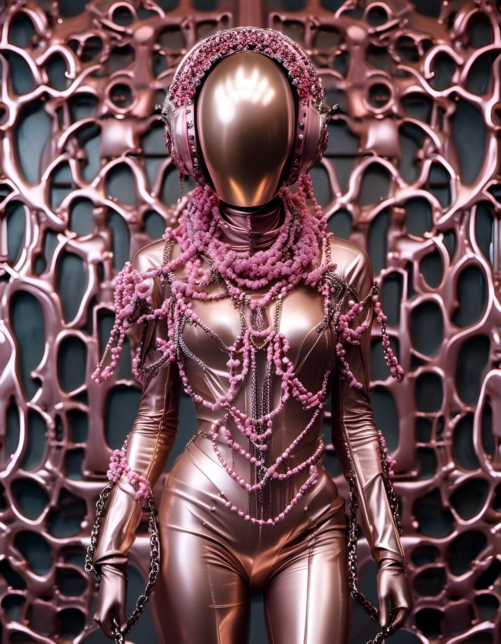 Metal-clad Figure with Chain in Gum Bichromate Style