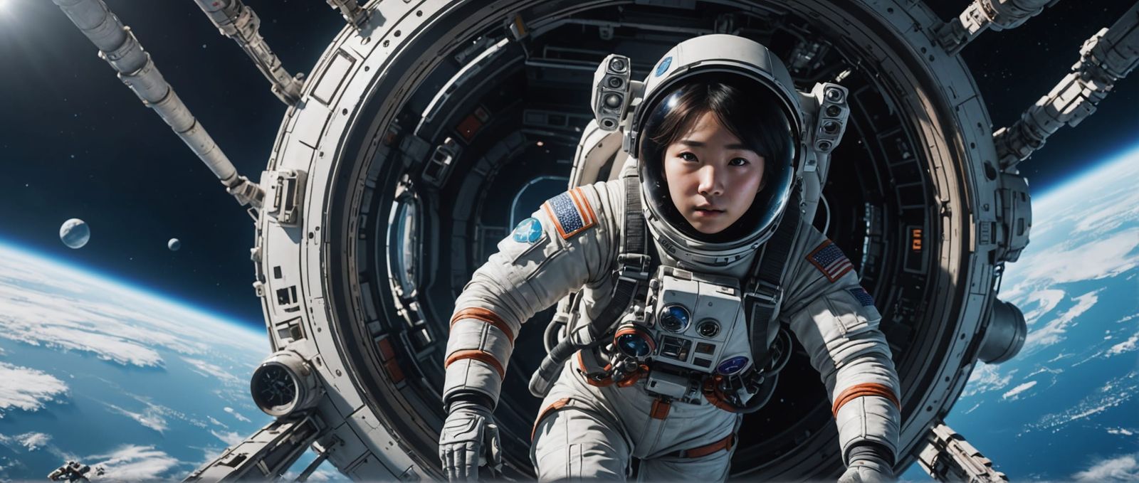 Korean Astronaut Descends in Escape Pod: Matte Painting