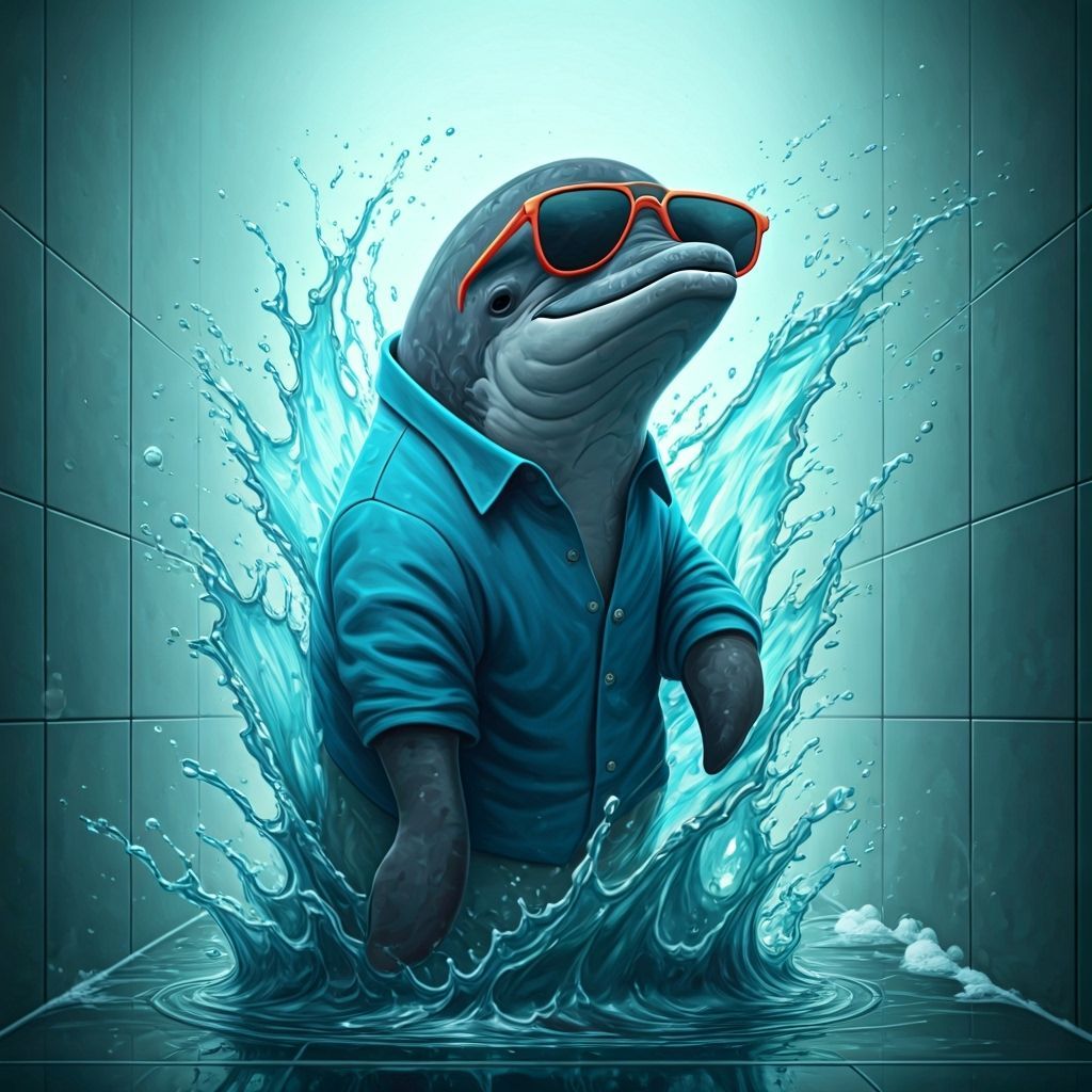 Porpoise Prankster in Bathroom Art